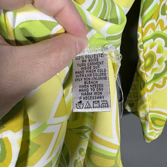 Bob Mackie Wearable Art Yellow & Green Funky Pattern Top - 1X - Womens Plus Size - Picture 5 of 6